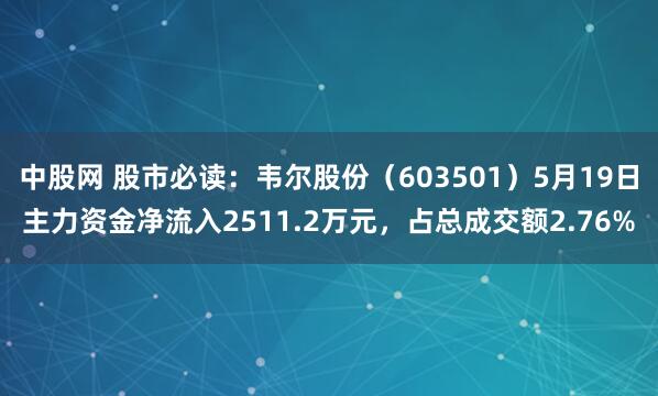 中股网 股市必读：韦尔股份（603501）5月19日主力资金净流入2511.2万元，占总成交额2.76%